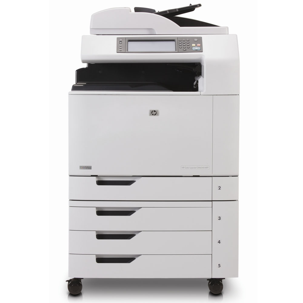    HP Color LaserJet CM6040 MFP (p/s/c, A3, 3trays 500*2+100, output tray 500, 40/40ppm(A4), Duplex, ADF50, 1200x1200dpi, 512MB, 80Gb, USB/EIO/FIH/LAN/PCI-E, PS)