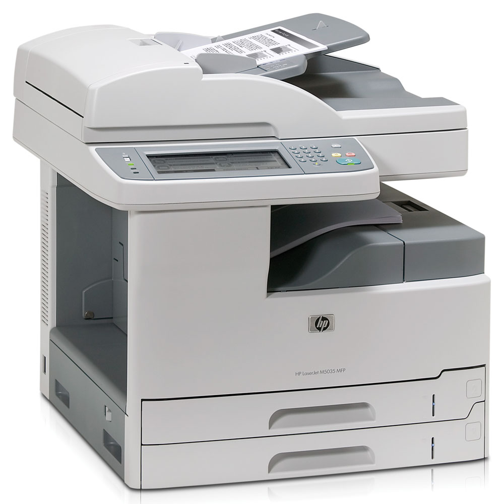 -   HP LaserJet M5035 MFP (p/c/s, A3, 1200dpi, 35ppm(A4), 256Mb, 40Gb, 3trays 100+2*250, ADF 50, USB/LAN/FIH/EIO)