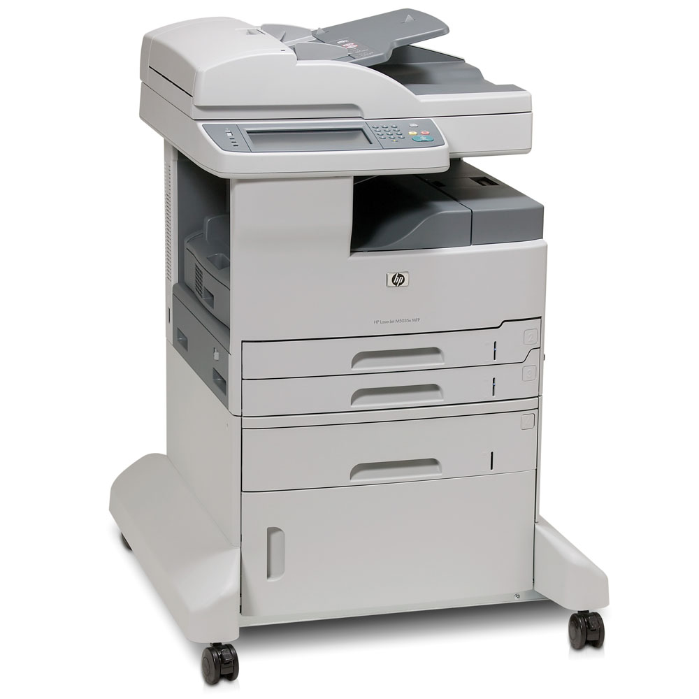 -   HP LaserJet M5035x MFP (p/c/s/fax, A3, 1200dpi, 35ppm(A4), 256Mb, 40Gb, 3trays 100+2*250+500, stand, ADF 50, Duplex, USB/LAN/FIH/EIO)