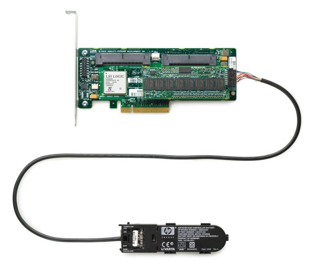  HP Smart Array P400/512Mb RAID 0/1/5/6 with BBWC (8 link: 2 int x4 wide port connectors SAS) PCI-E