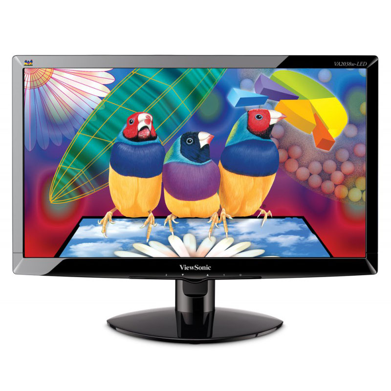  20-inch ViewSonic VA2038w-LED (16:9HD), 1600x900, 5ms, 250cd/m2, 10M:1(DC), 170/160, D-Sub and DVI-D, Glossy Black