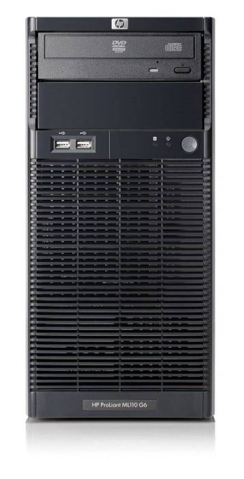 Сервер HP ProLiant ML110 G6 Server Tower, Intel Pentium G6950 (2.80GHz, 73W, 3MB, 1066), RAM 1x2GB UDIMM, HDD 250Gb NHP SATA (up to 4 HDD), 6-port SATA RAID (0/1/1+0), DVD, Gigabit Ethernet, iLO100i std.