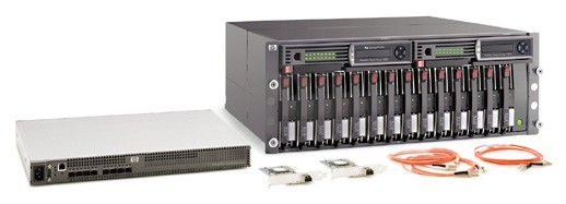 HP StorageWorks MSA1000 SAN Starter Kit Rack 4U (max. 14x300Gb Ultra320-SCSI, 1xcontroller, 1xI/O module, 1x2/8 Switch, 2xFCA2214, cables)