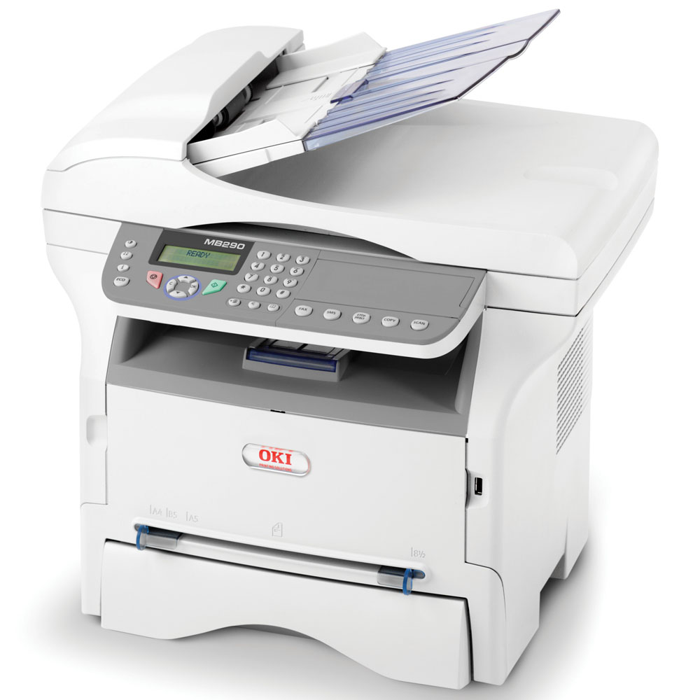   OKI MB290 laser MFP (p, c, s, f, A4, 600x600dpi, 22ppm, 64Mb, 2trays 1+250, ADF 50, USB, LAN, PS3)