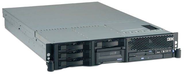  IBM xSeries 346 (x346) XeonDP-2.8/1Mb/800MHz, 2x256Mb PC2-3200/400MHz, Ultra320-SCSI (max 6x300Gb), HP, 4/4 PCI, DVD, FDD, Dual Gigabit NIC, 1x625Watt